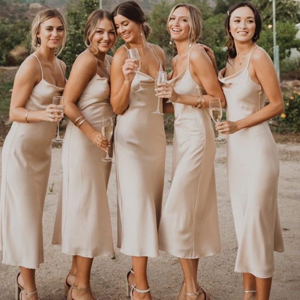 Show Me Your Mumu Verona Cowl Dress ~ Champagne Luxe Satin - S